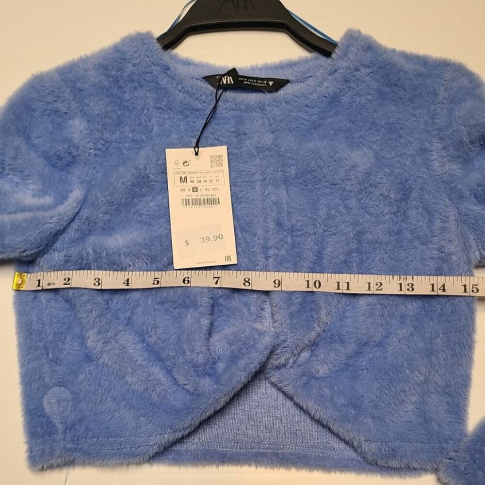 NWT ZARA SOFT FUZZY CUT OUT TOP BLOGGERS FAV BLUE 2107/767 - Picture 5 of 5